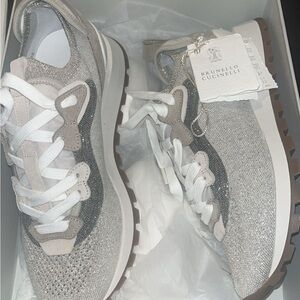 Brunello Cucinelli Knitted Lace-Up Sneakers